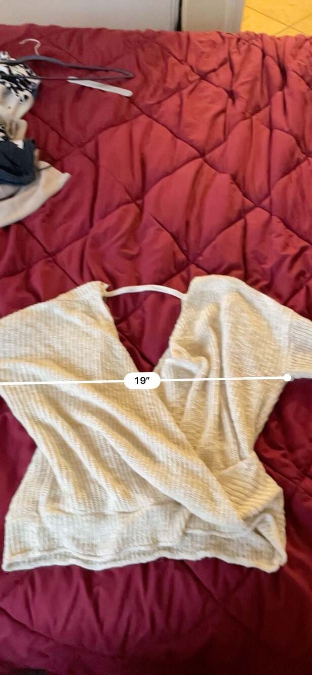 Miou Muse Beige Knit Long Sleeve Wrap Sweater - Picture 4 of 7